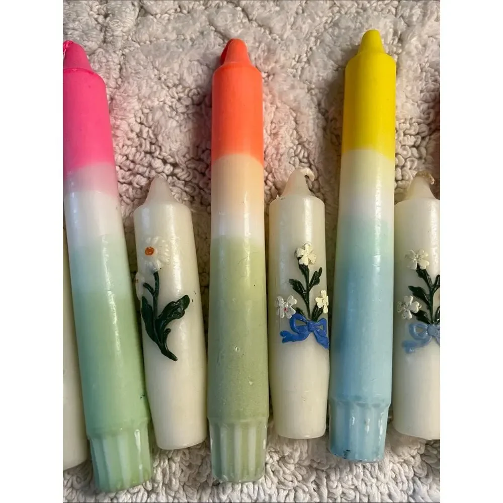 Lot of 9 - Free People (5) Vintage Floral (4) Colorful Taper Candles